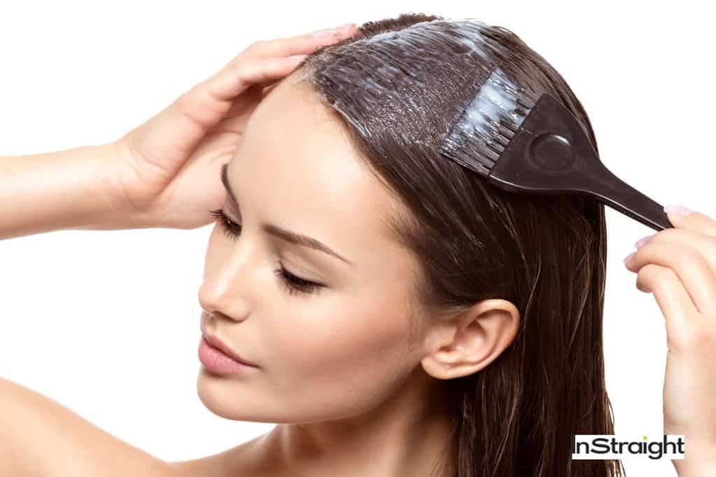 lady conditioning hair